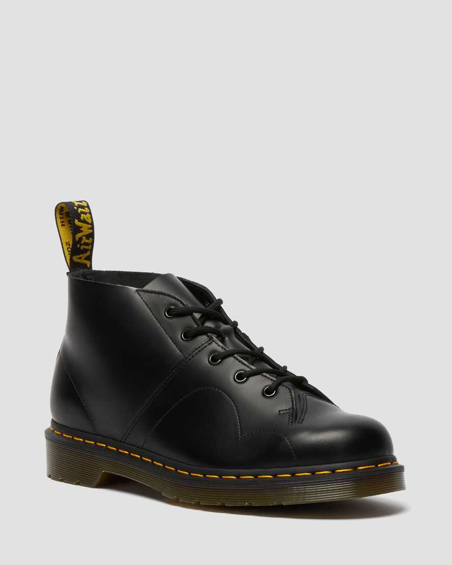 Dr. Martens Church Smooth Nahka Miesten Nahkasaappaat - Mustat Nilkkurit [192-FCIOER]